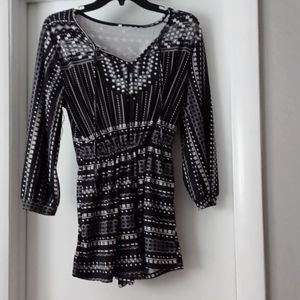 Patterned Romper. Black and white.
